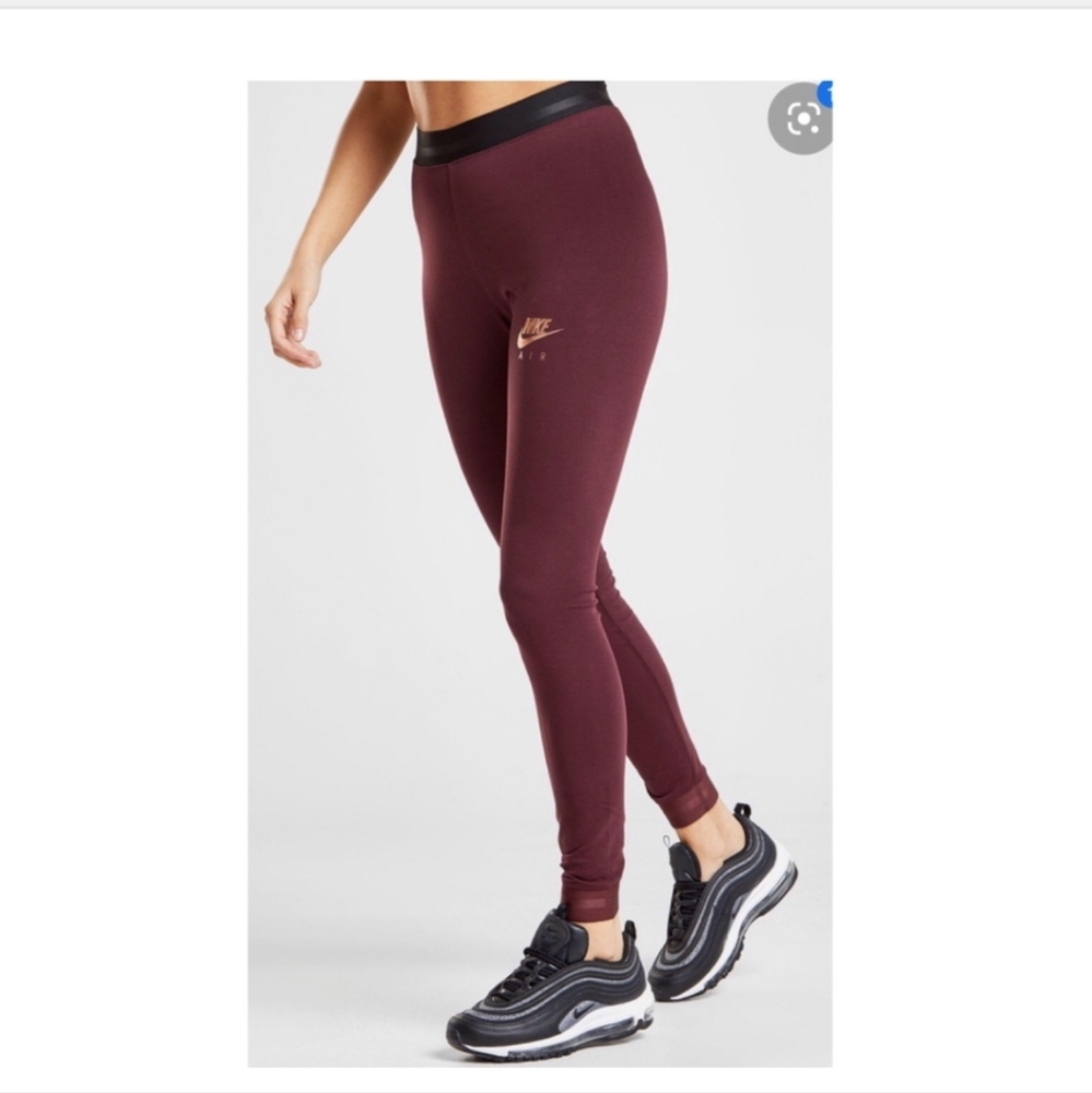 Nike Air Heritage Leggings Rose Gold Metallic & Burgundy Clr Sz. Sml. Pre-loved.